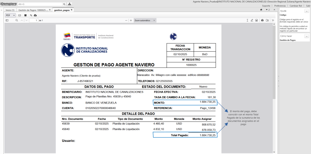 Reporte Gestión de pagos